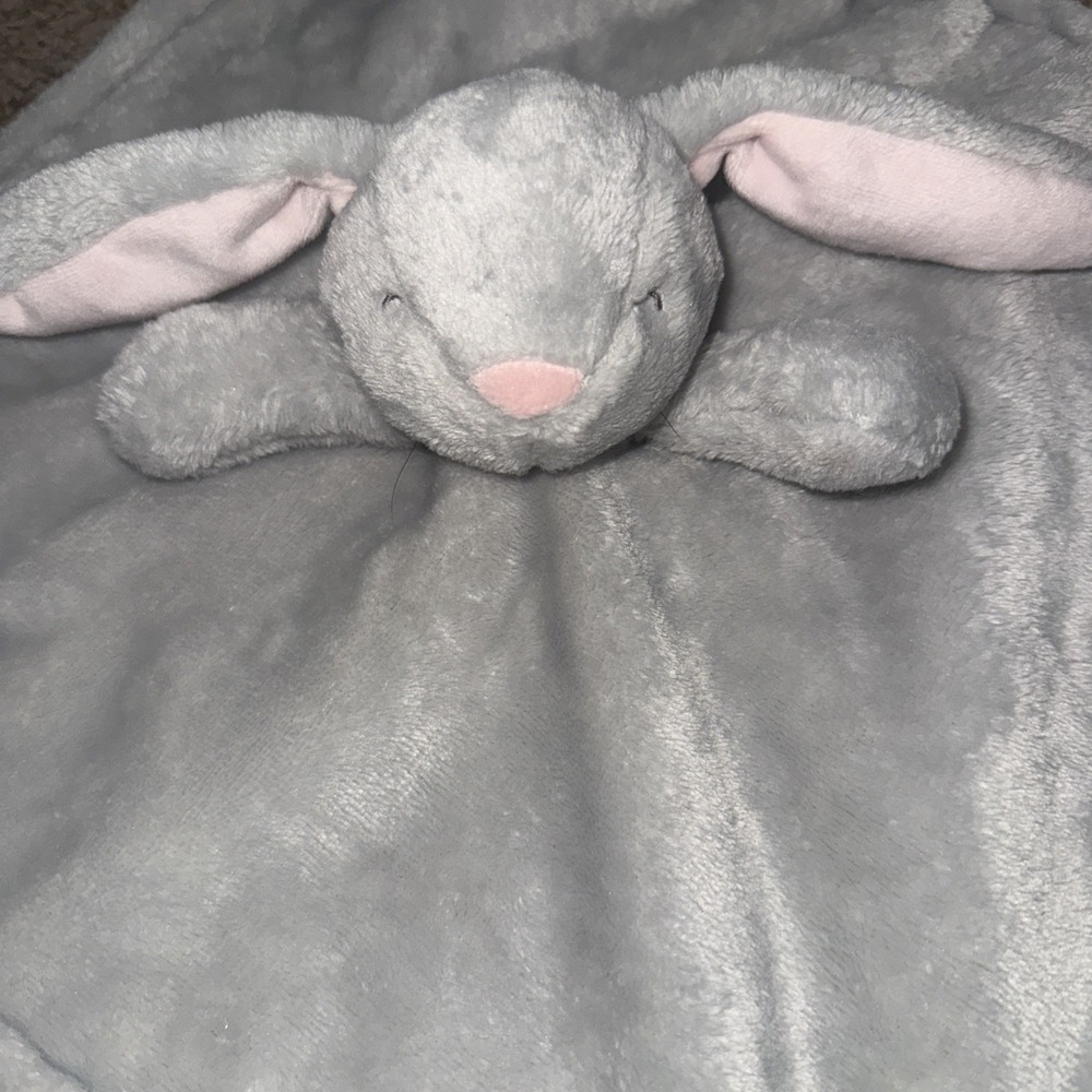 Carter's Long Eared Bunny Rabbit Lovey Security Blanket Gray Pink 2020 - Picture 2 of 5